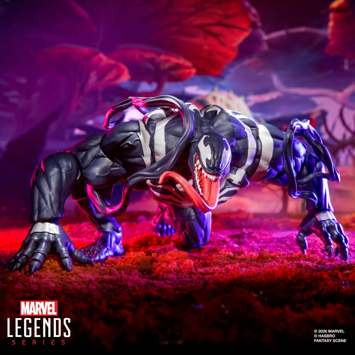 Venom Marvel Legends 6-Inch Figure — Alternate Head Crawling Pose Side View