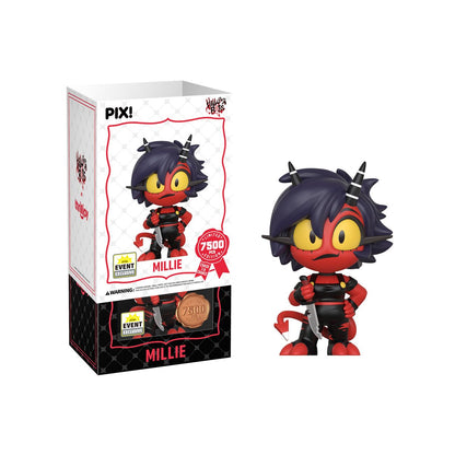 Millie Helluva Boss Pix! Vinyl Figure — White Box Packaging Detail with Figure Out of Box Side View