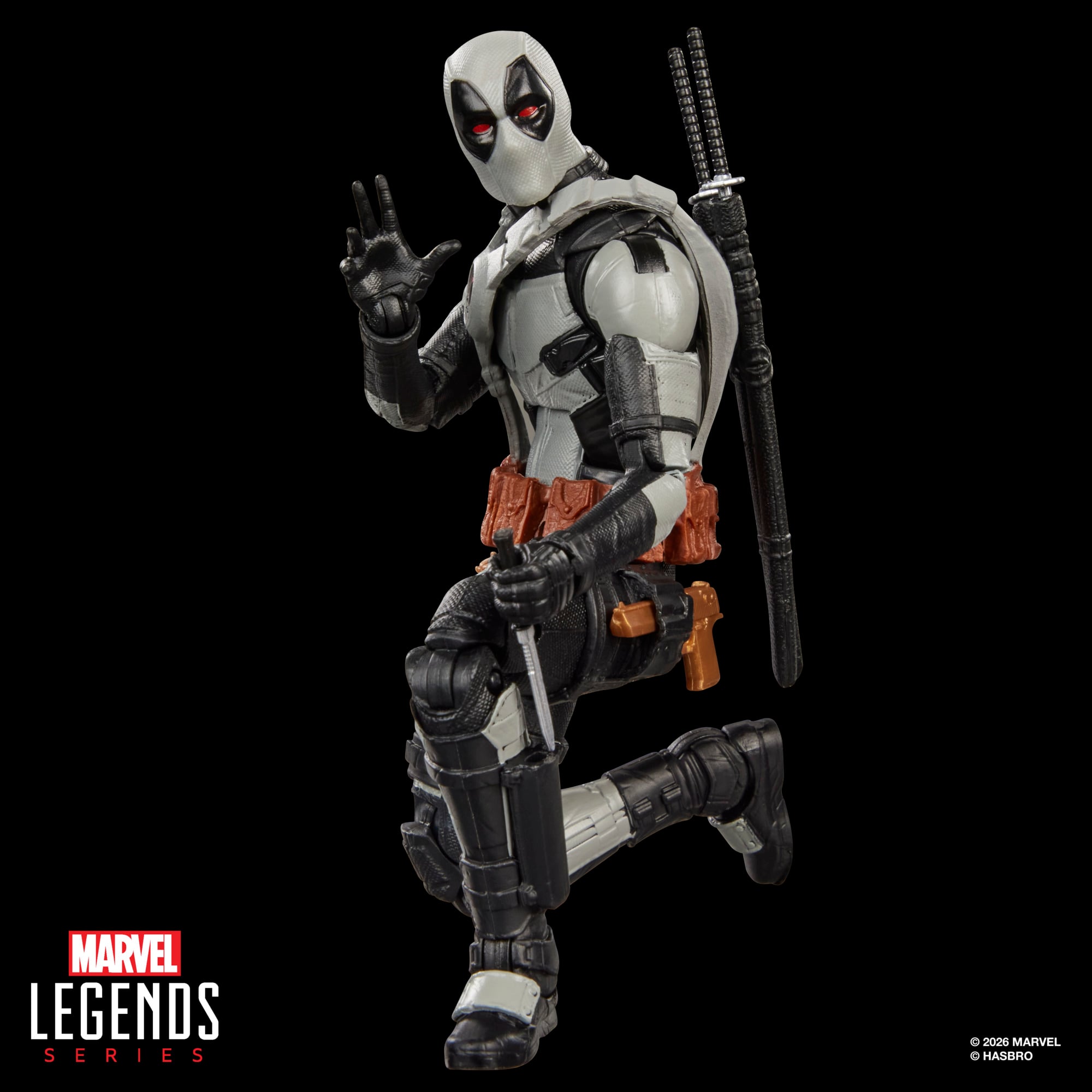 Deadpool Concept Art Marvel Legends 6-Inch Figure — Articulation Pose Kneeling Katana on Back