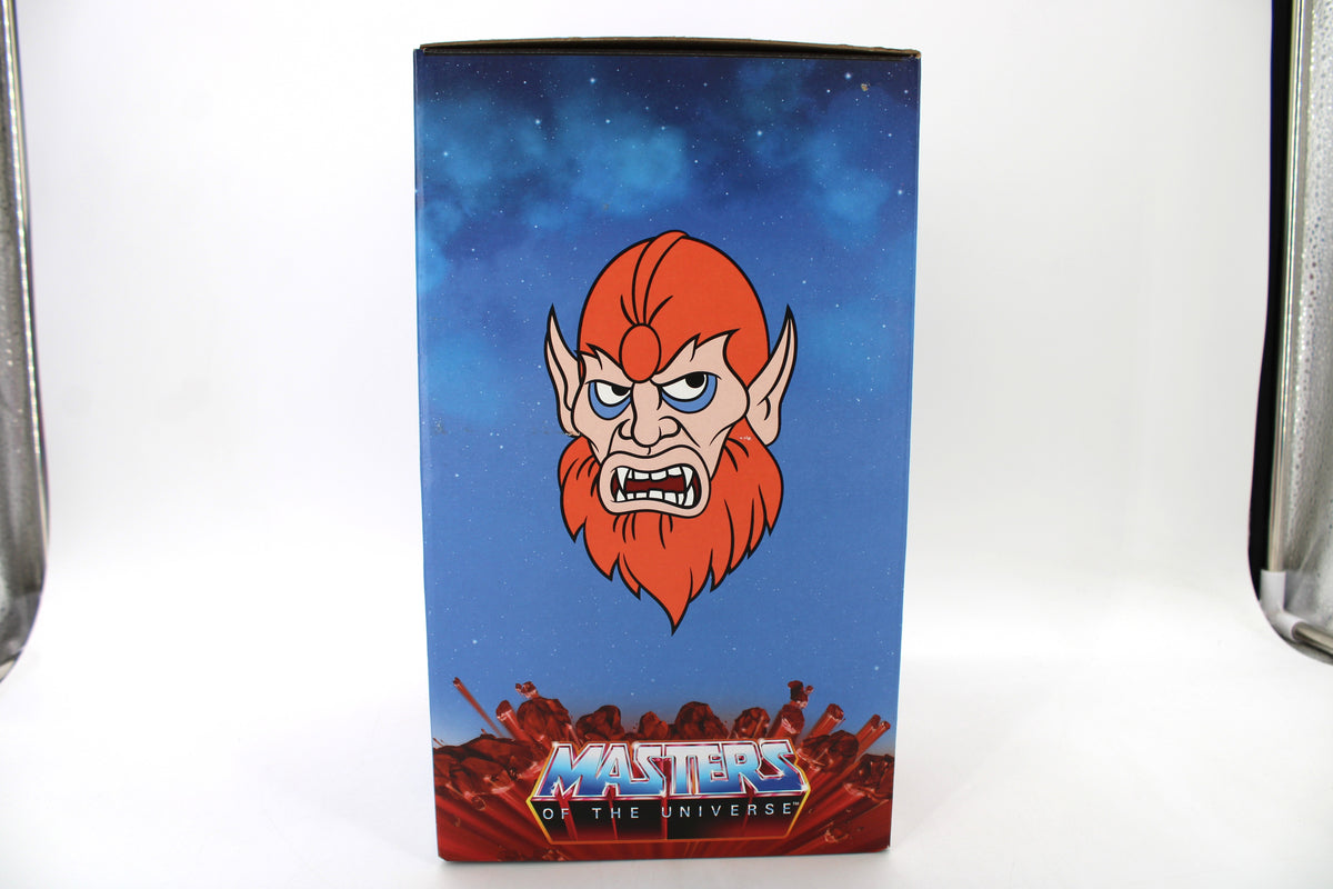 Beast Man MOTU NECA Deluxe Latex Mask 2022 — Box Side with Cartoon Artwork