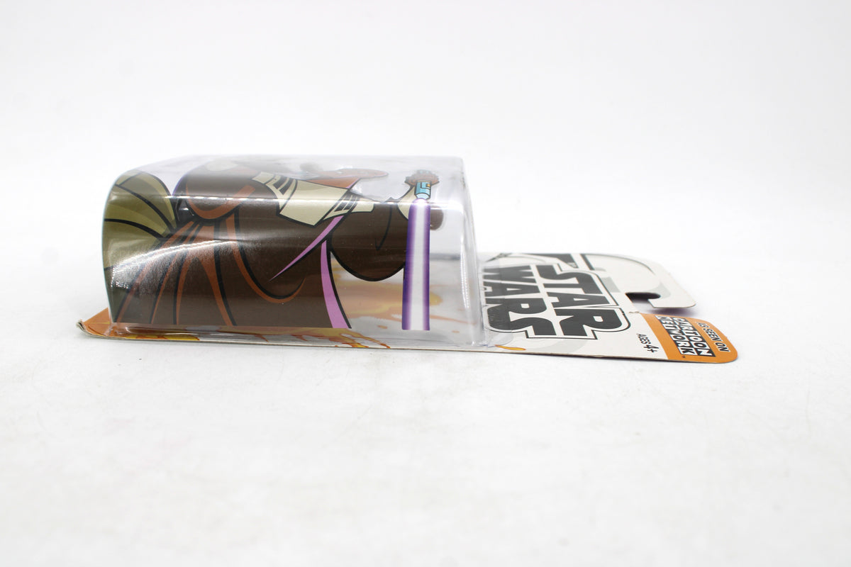 Mace Windu Star Wars Clone Wars 2003 3.75-Inch Carded Figure — Bubble Detail Close-Up
