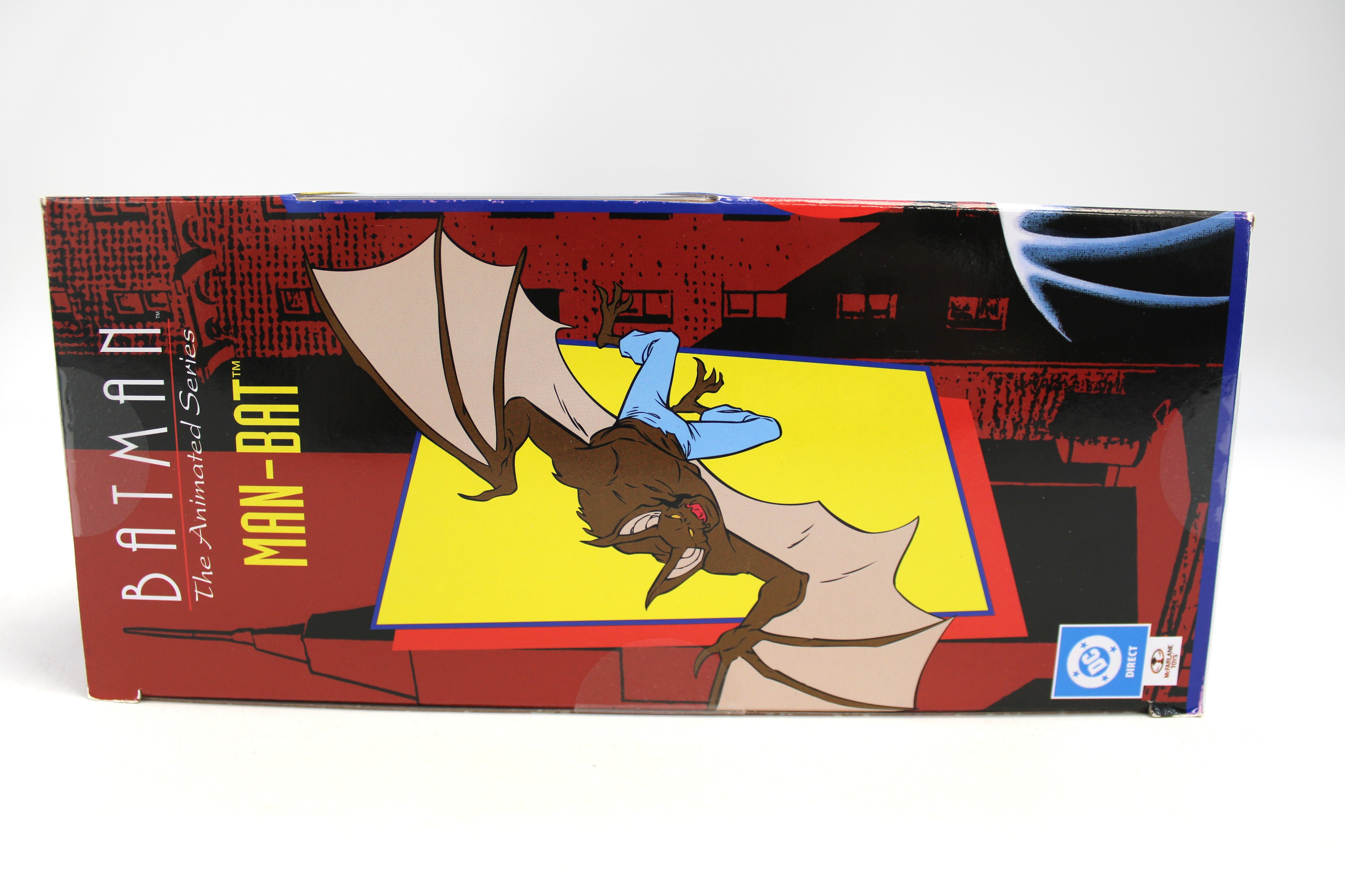 Man-Bat DC Direct Gold Label BTAS Figure — Box Side Panel with Animated Character Art and DC Direct Logo
