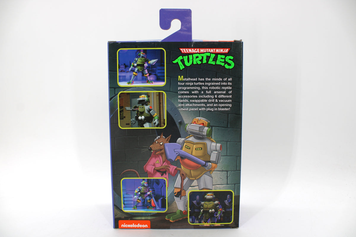 Metalhead TMNT Cartoon NECA 7-Inch Deluxe Figure — Box Back View with Accessory Detail