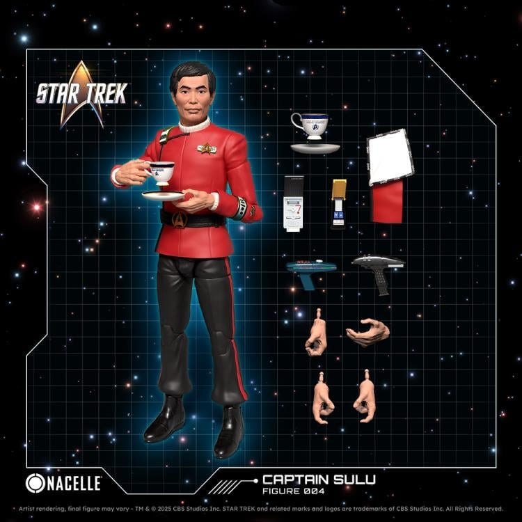 Captain Sulu Star Trek VI Nacelle 1/10 Scale Figure — Accessories Included Display with Phasers, Communicators, and Alternate Hands