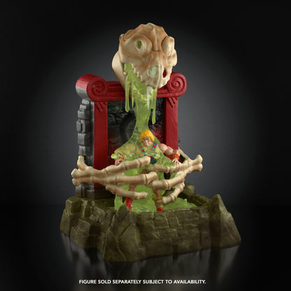 Horde Fright Pit MOTU Origins Playset — Front View Claw Trap Closed Around He-Man Figure