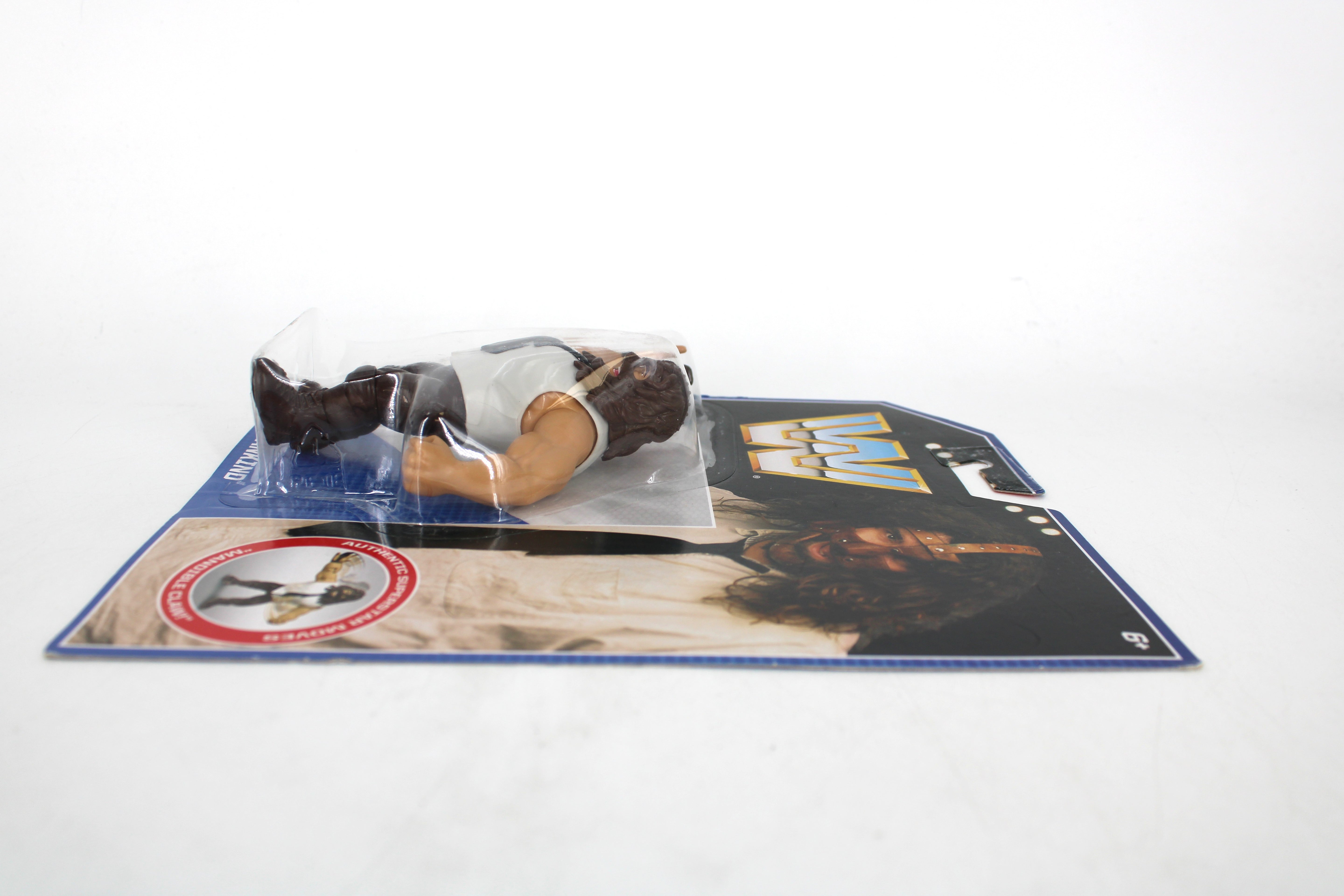 Mankind WWE Retro Series 2 Figure — Opposite Side View Showing Mandible Claw Badge and Card Detail