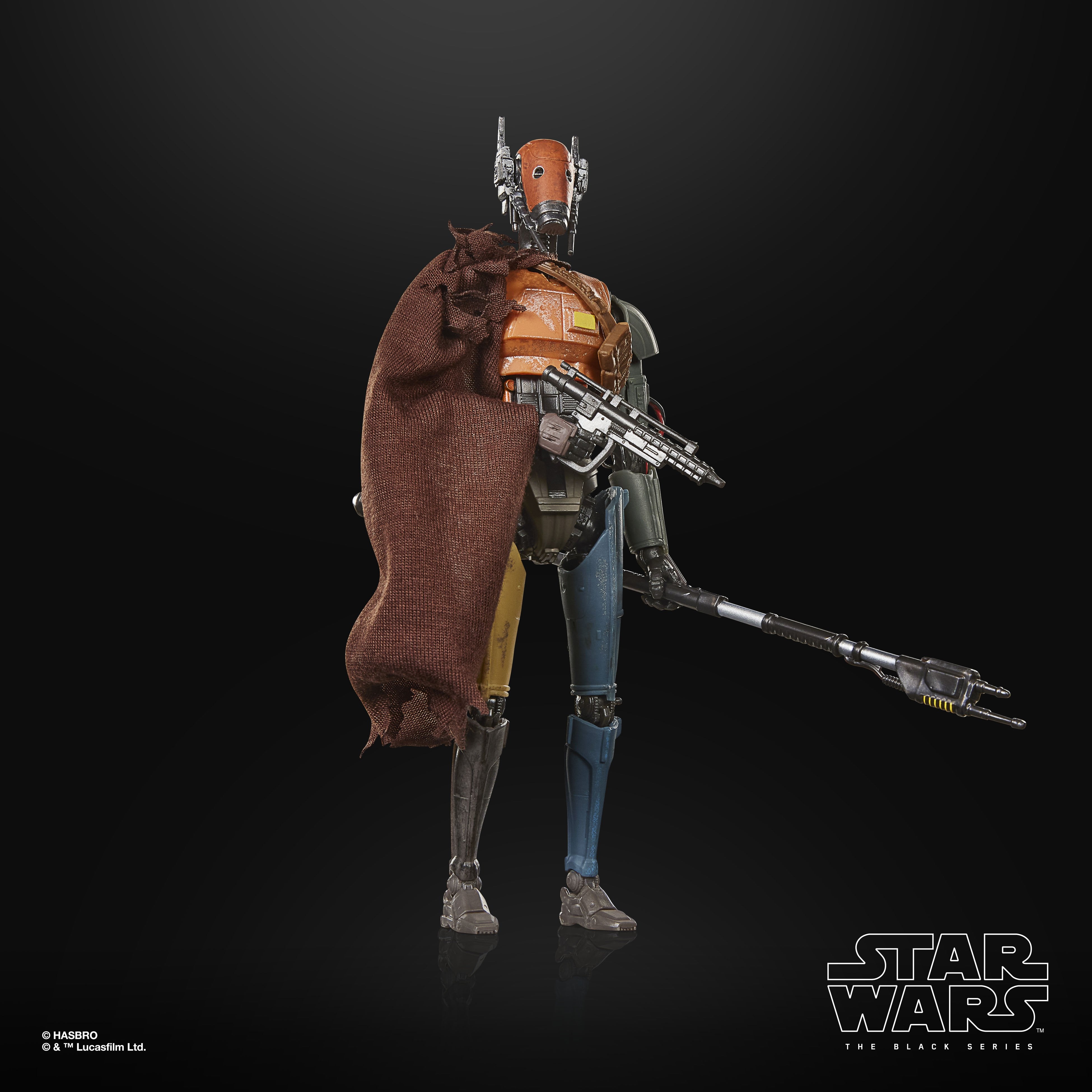 Mercenary Guard Droid Black Series 6-Inch Figure — Side View Holding Blaster