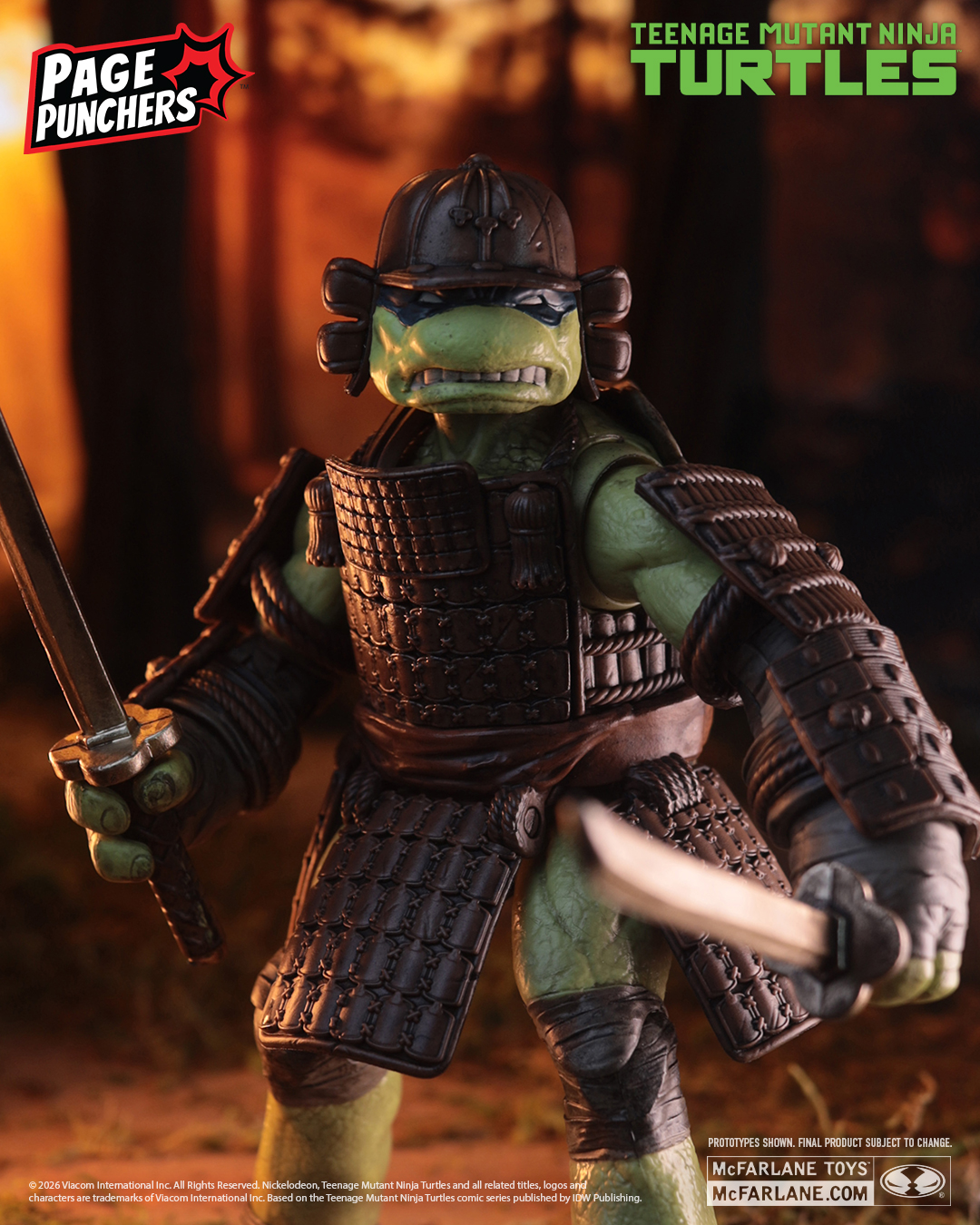 Leonardo TMNT Turtles in Time Page Punchers 5-Inch Figure — Front View Dual Wield Pose