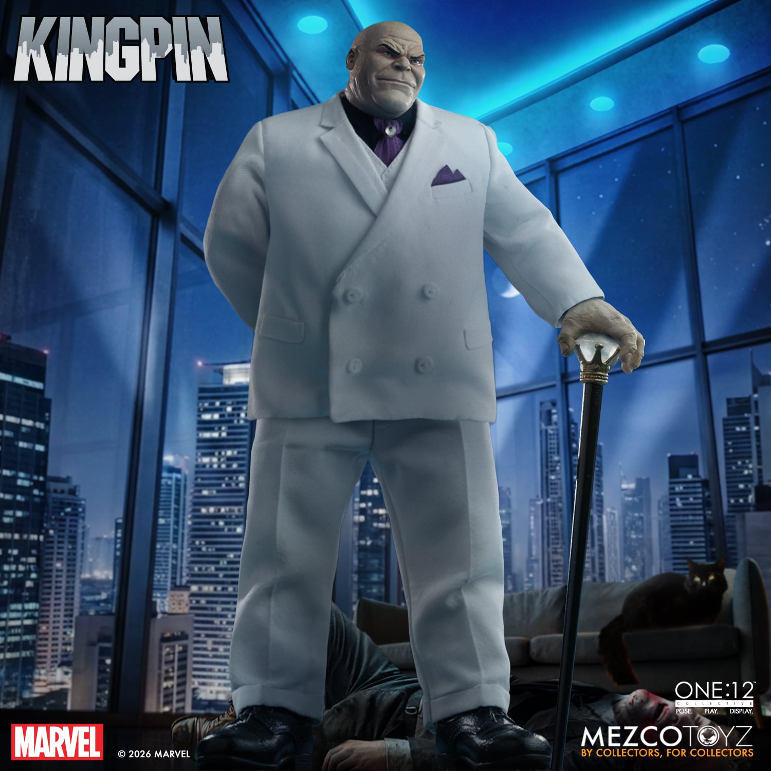 Kingpin Marvel One:12 Collective 6-Inch Figure — Low Angle Dominant Stance with Cane Night City