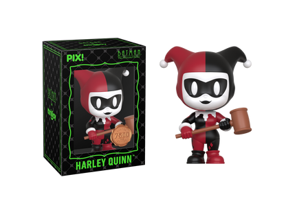 Harley Quinn Batman Animated Series PIX! Figure — Box Front with Figure Out of Box Side View