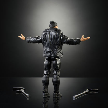 Seth Rollins WWE Elite Series 128 6-Inch Figure — Back View Showing Quilted Jacket Detail and Crutches Accessories