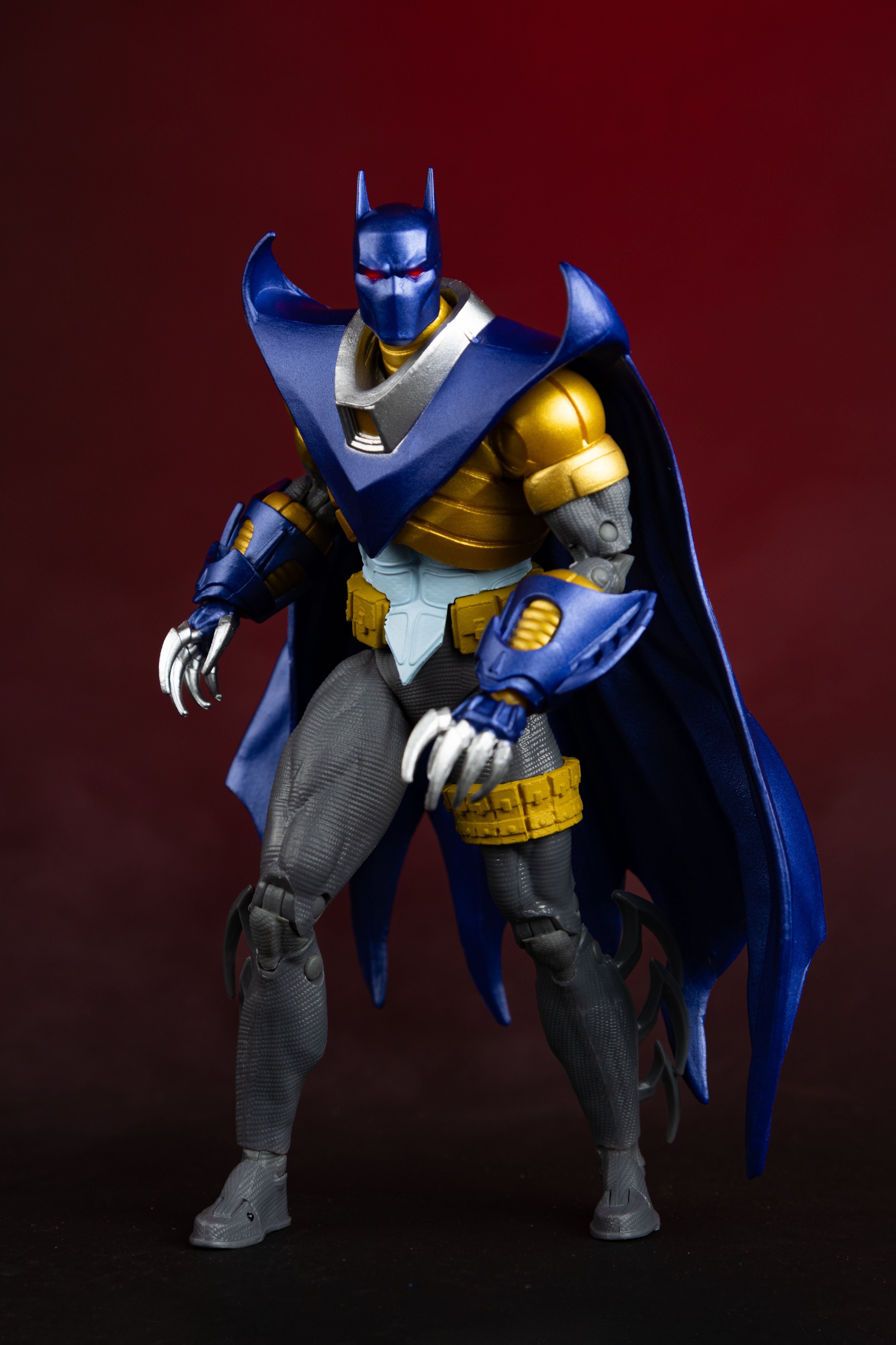 Azrael Batman Armor DC Multiverse 7-Inch Figure — Side View Showing Shoulder Armor and Cape