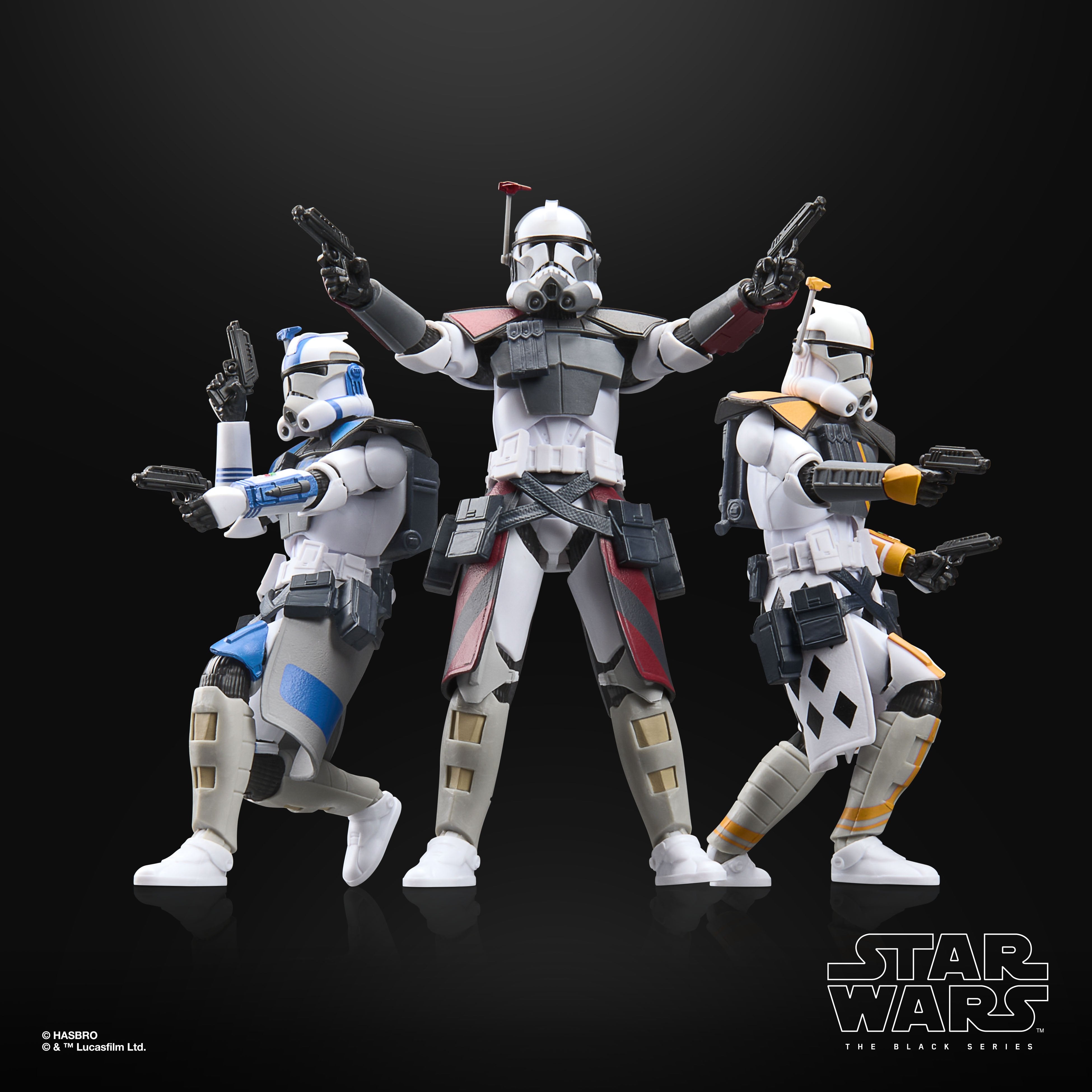 ARC Trooper Battle Pack Black Series 6-Inch — All Three Commanders Action Pose Front View