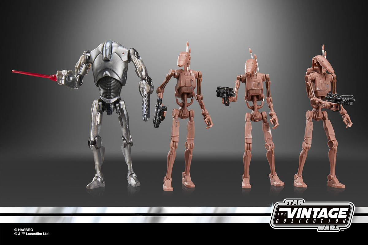Super Battle Droid & Battle Droids Geonosis Vintage Collection 3.75-Inch Set — Articulation Pose with Laser FX Effect