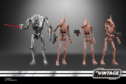 Super Battle Droid & Battle Droids Geonosis Vintage Collection 3.75-Inch Set — Articulation Pose with Laser FX Effect