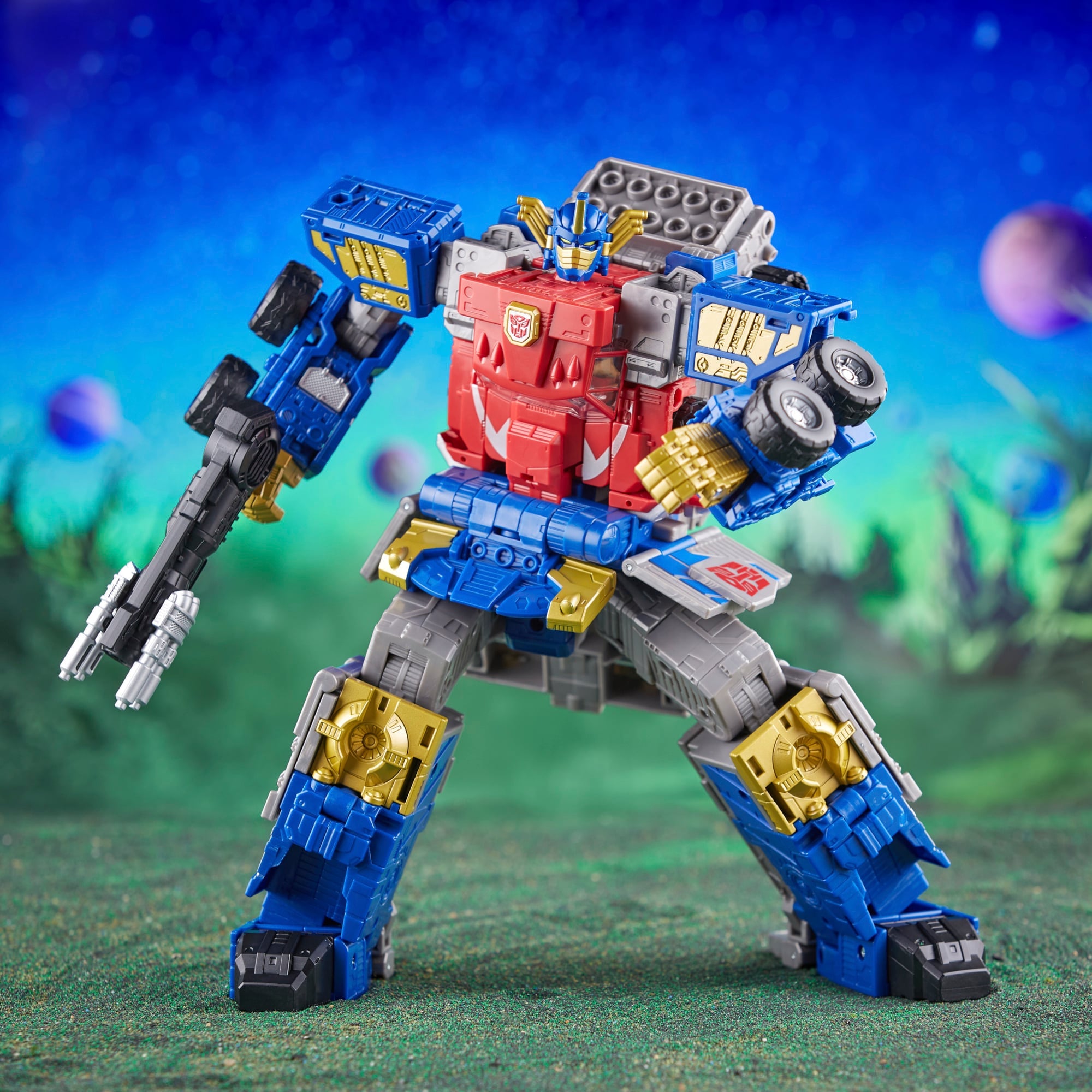 Armada Universe Optimus Prime Legacy Evolution Commander Figure — Articulation Pose with Ion Cannon
