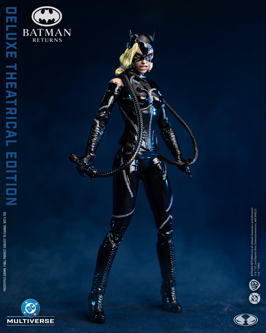 Catwoman Battle Damage DC Multiverse 7-Inch Deluxe Figure — Standing Combat Pose with Whip, Side View