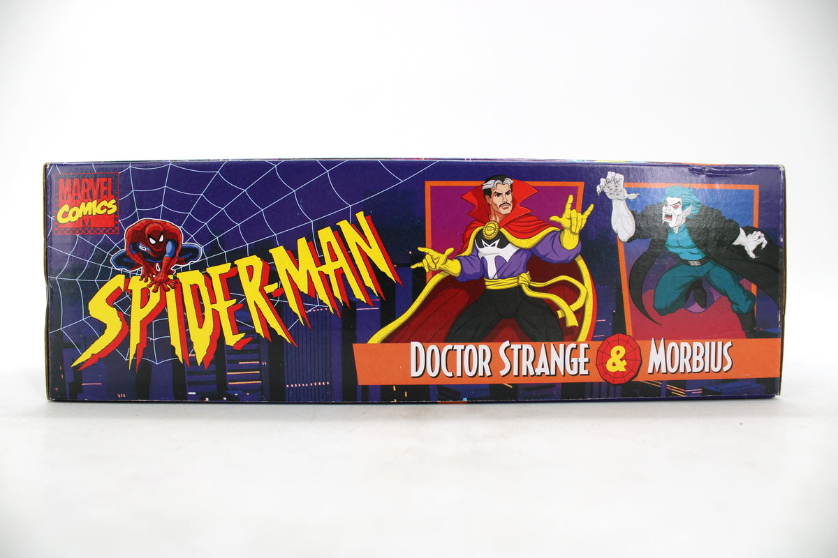 Doctor Strange & Morbius Marvel Legends Series Spider-Man TAS VHS 2-Pack — Box Art Close-Up with Animated Character Artwork on Front