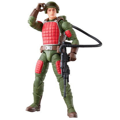 Flash G.I. Joe Classified Retro Collection 6-Inch Figure — Front View Holding XMLR-1A Laser Rifle with Red Chest Armor