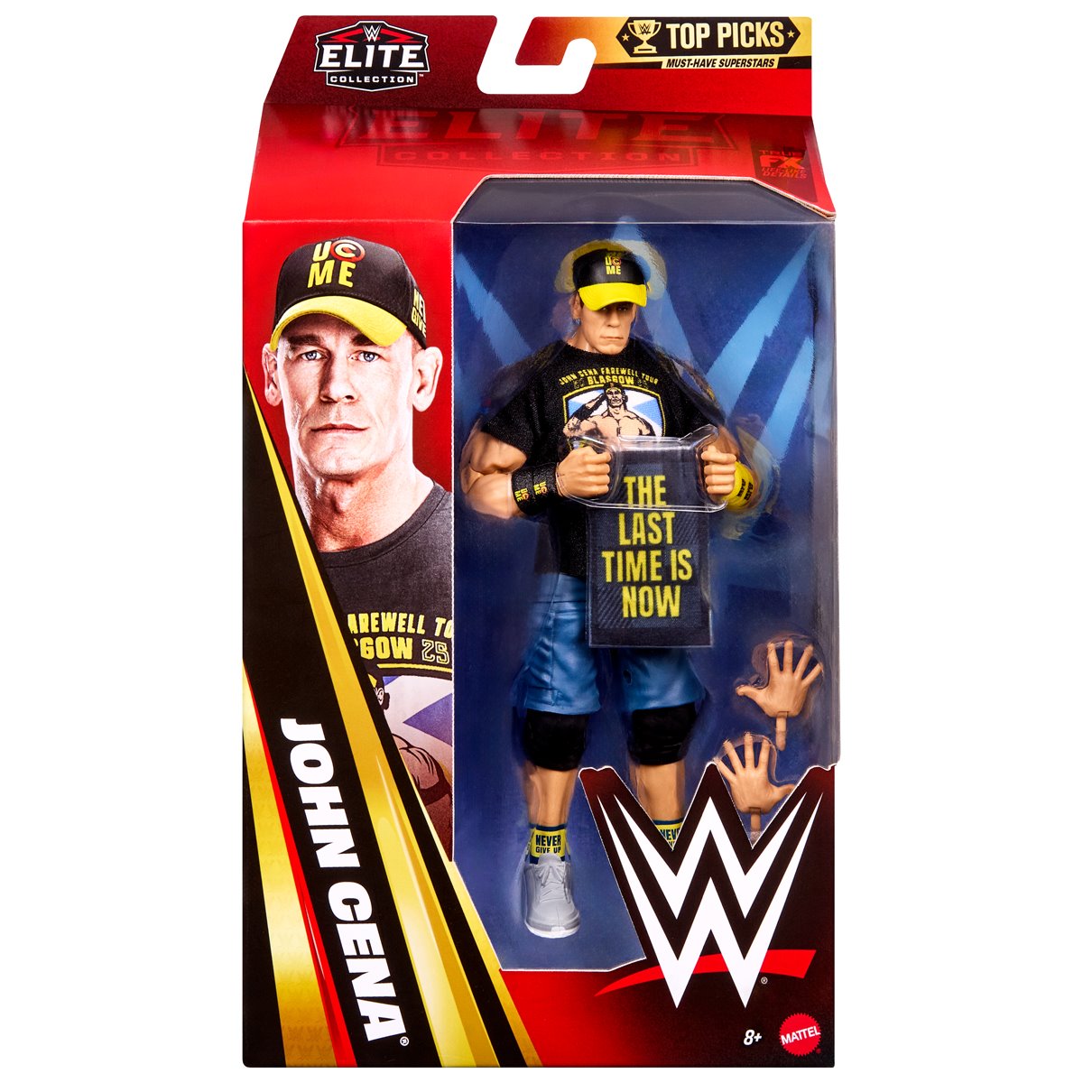 John Cena WWE Elite Top Picks 6-Inch Figure — Box Front with Figure Visible Through Window