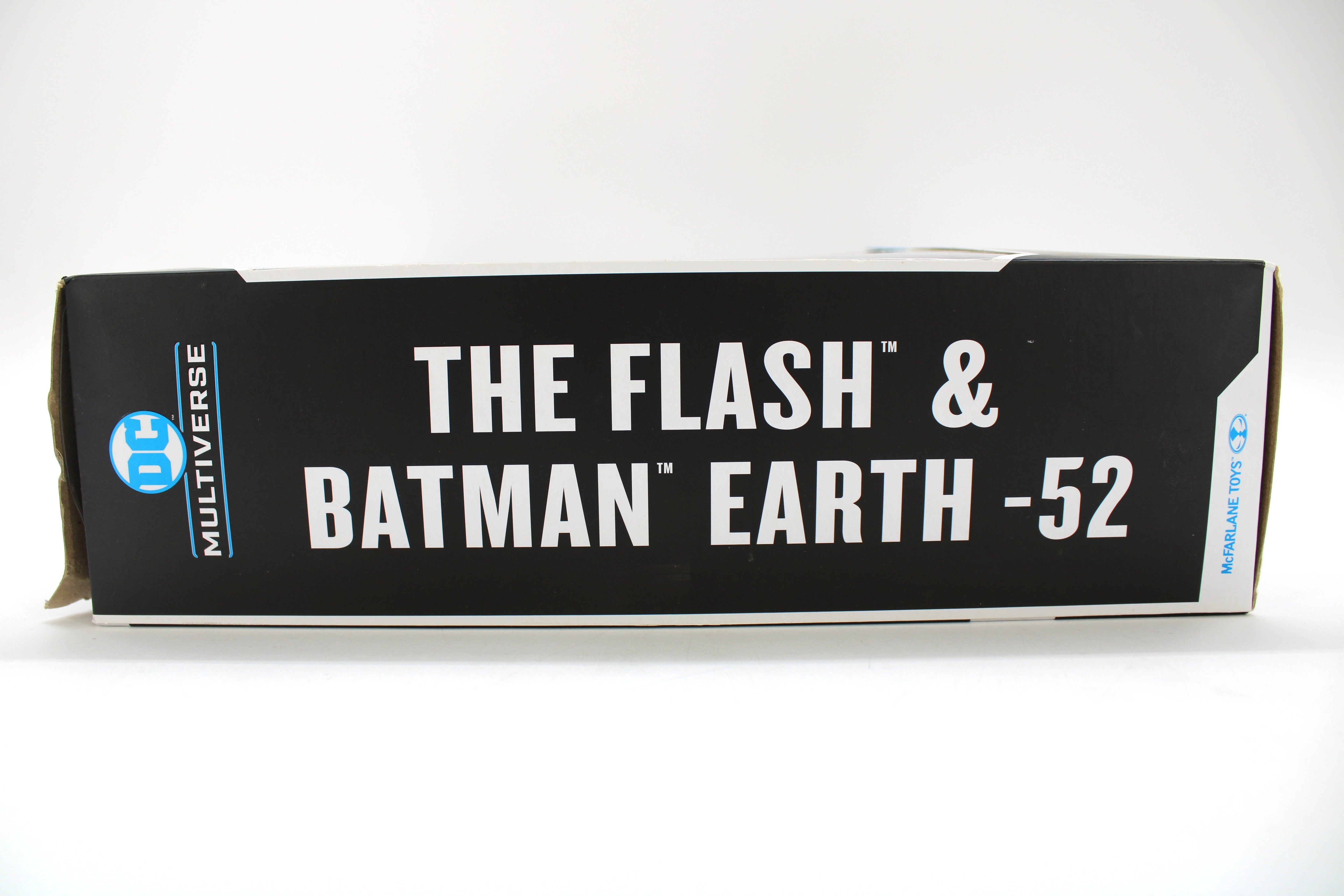 Flash & Batman Earth -52 DC Multiverse Two-Pack — Box Side with Title Lettering Detail
