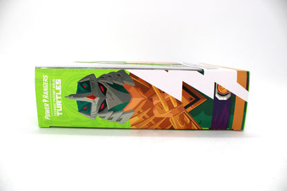 Morphed Shredder MMPR X TMNT Lightning Collection Box — Side Panel with Dragonzord Art