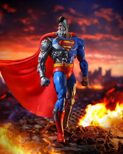 Cyborg Superman DC Multiverse 7-Inch Figure — Side View Showing Cyborg Arm and Cape Detail