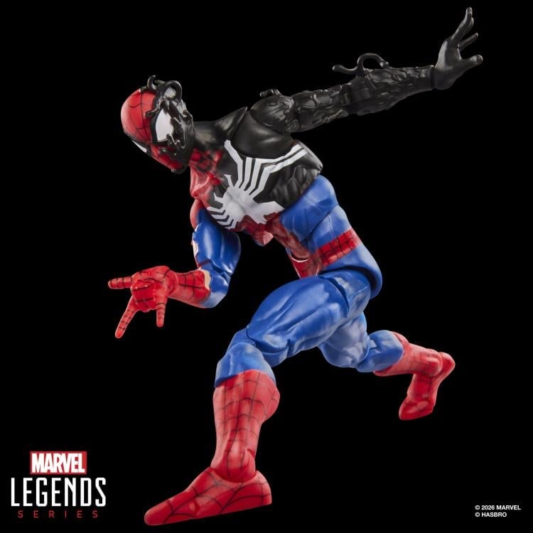 Spider-Man Alien Costume Marvel Legends 6-Inch Figure — Articulation Pose Wall-Crawling Crouch