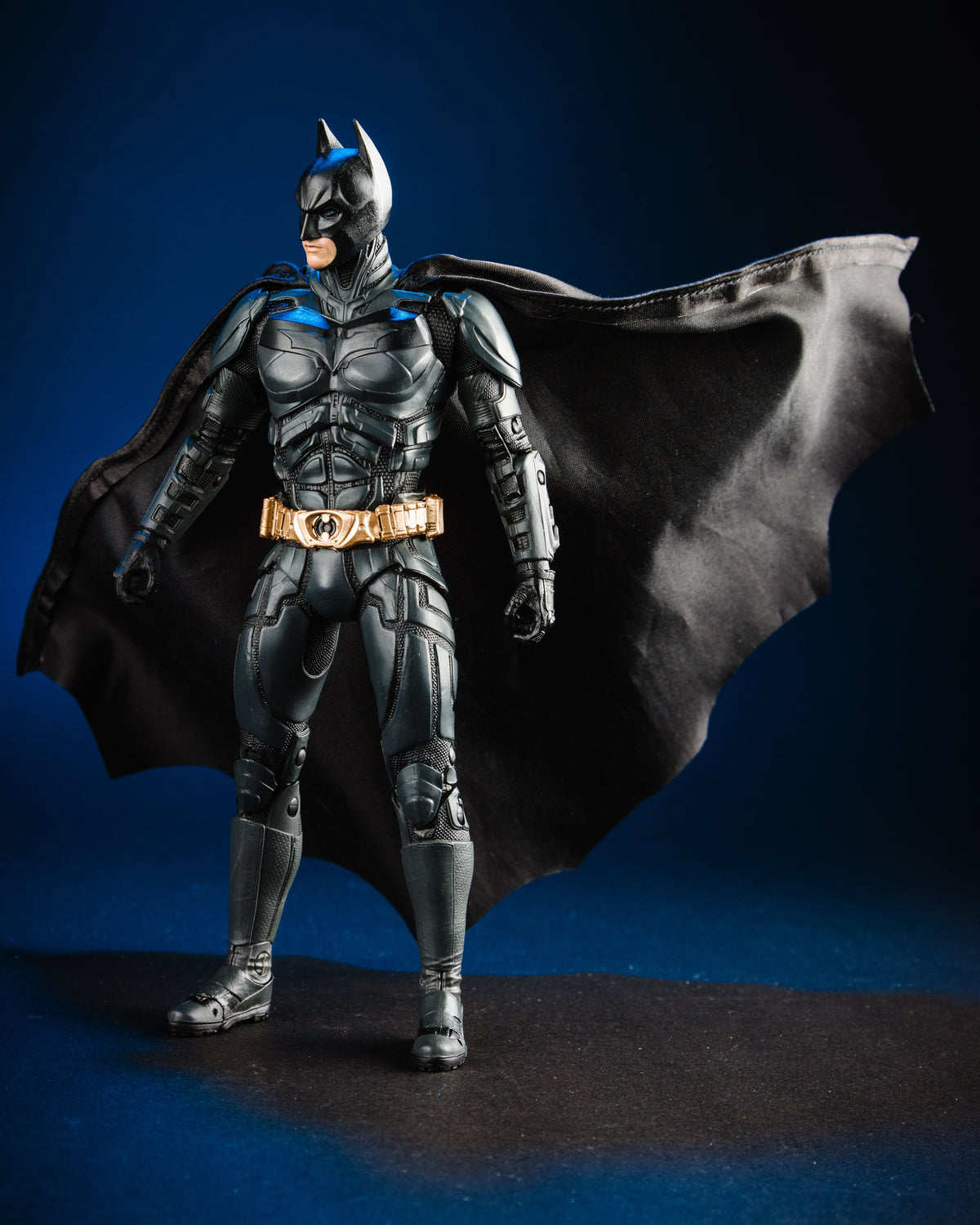 Batman Dark Knight DC Multiverse 7-Inch Figure — Side View with Cape Billowing