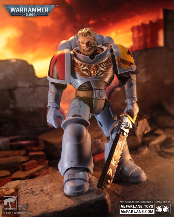 Space Wolves Grey Hunter Warhammer 40K 7-Inch Figure — Alternate Bearded Head with Chainsword Pose