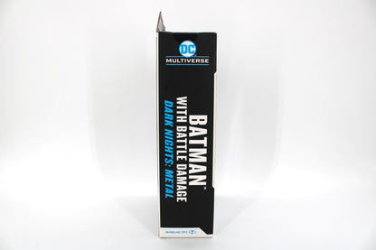 Batman Battle Damage DC Multiverse 7-Inch Figure — Left Side Panel with Dark Nights Metal Branding