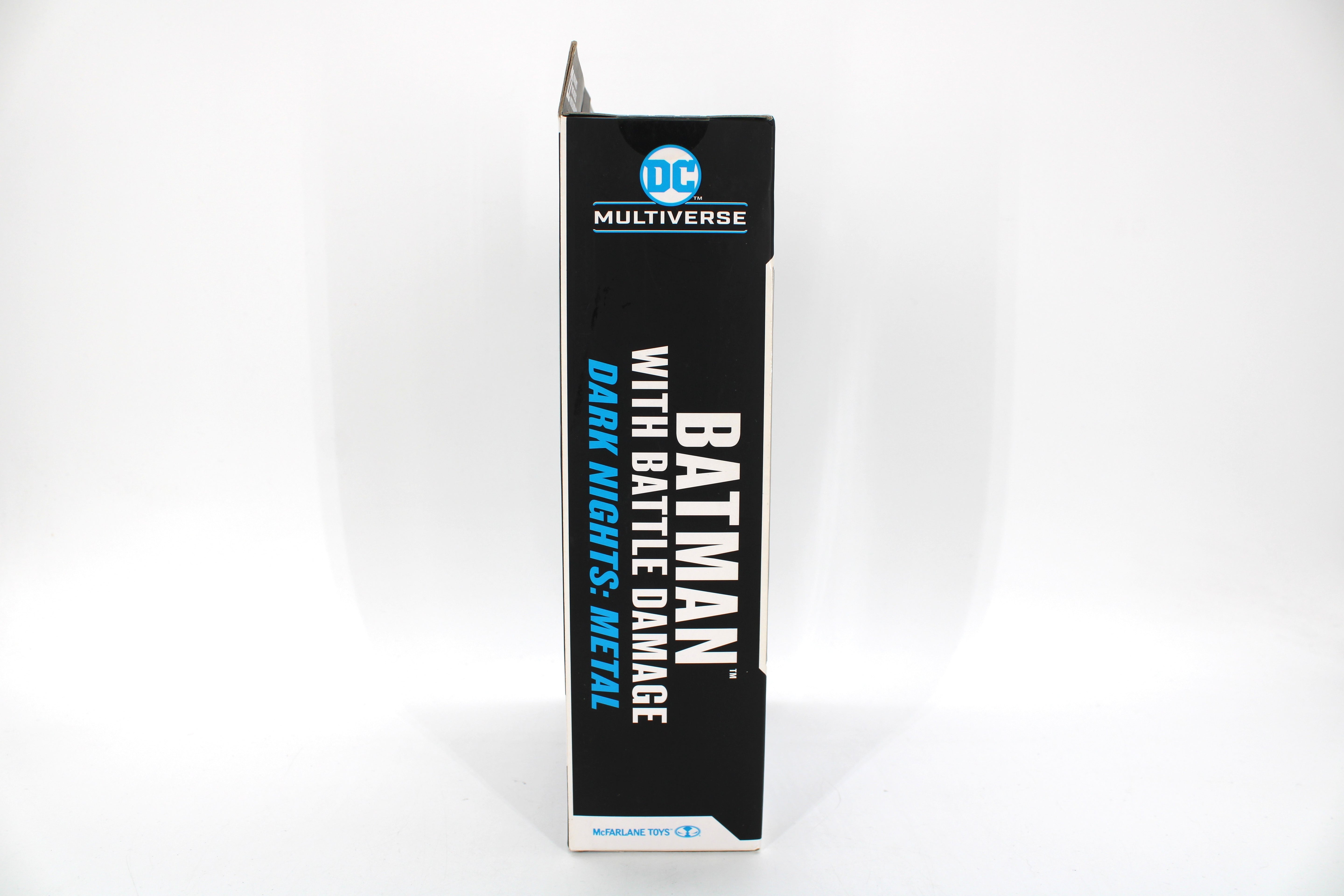 Batman Battle Damage DC Multiverse 7-Inch Figure — Left Side Panel with Dark Nights Metal Branding