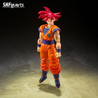 Super Saiyan God Goku S.H.Figuarts 5.5-Inch Figure — Front View Relaxed Arms at Sides