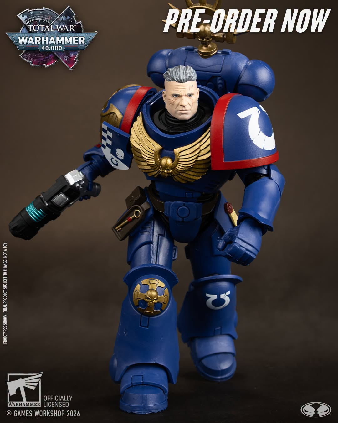 Ultramarines 3rd Company Lieutenant Warhammer 40K 7-Inch Figure — Dynamic Walking Pose with Plasma Pistol