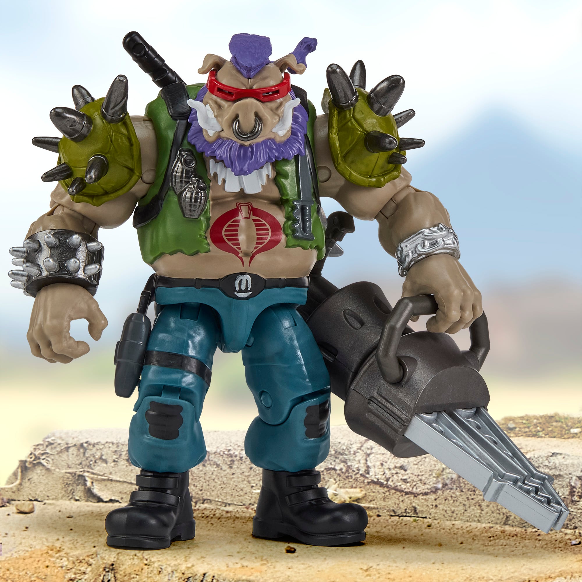 Bebop as Ripper TMNT x GI Joe 4.5-Inch Figure — Front View Holding Claws of Life