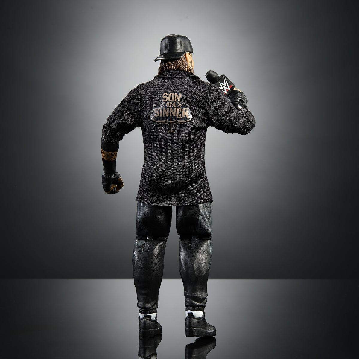 Jelly Roll WWE Elite Series 128 6-Inch Figure — Back View Showing Son of a Sinner Shirt Graphic