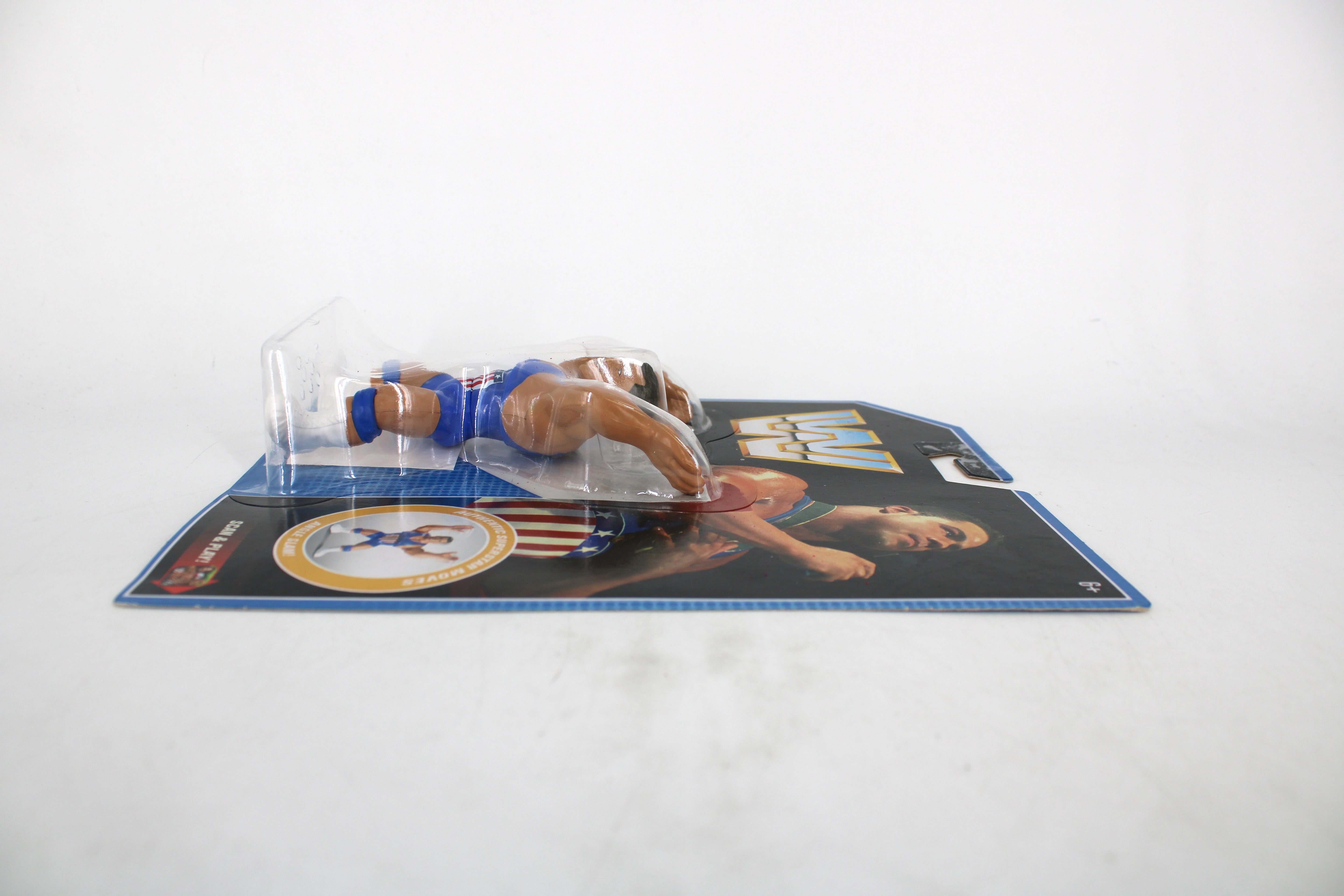 Kurt Angle WWE Retro Mattel Figure — Side View of Carded Package Laid Flat