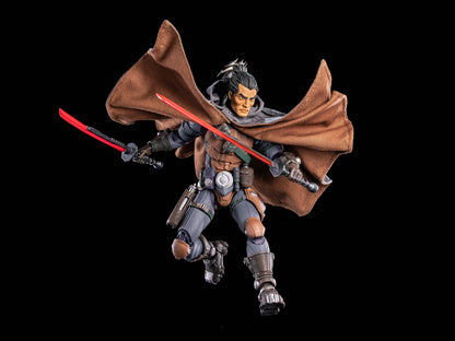 Kyojii Rune Cosmic Legions 6-Inch Figure — Articulation Pose with Dual Magmarri Blades and Flowing Cloak