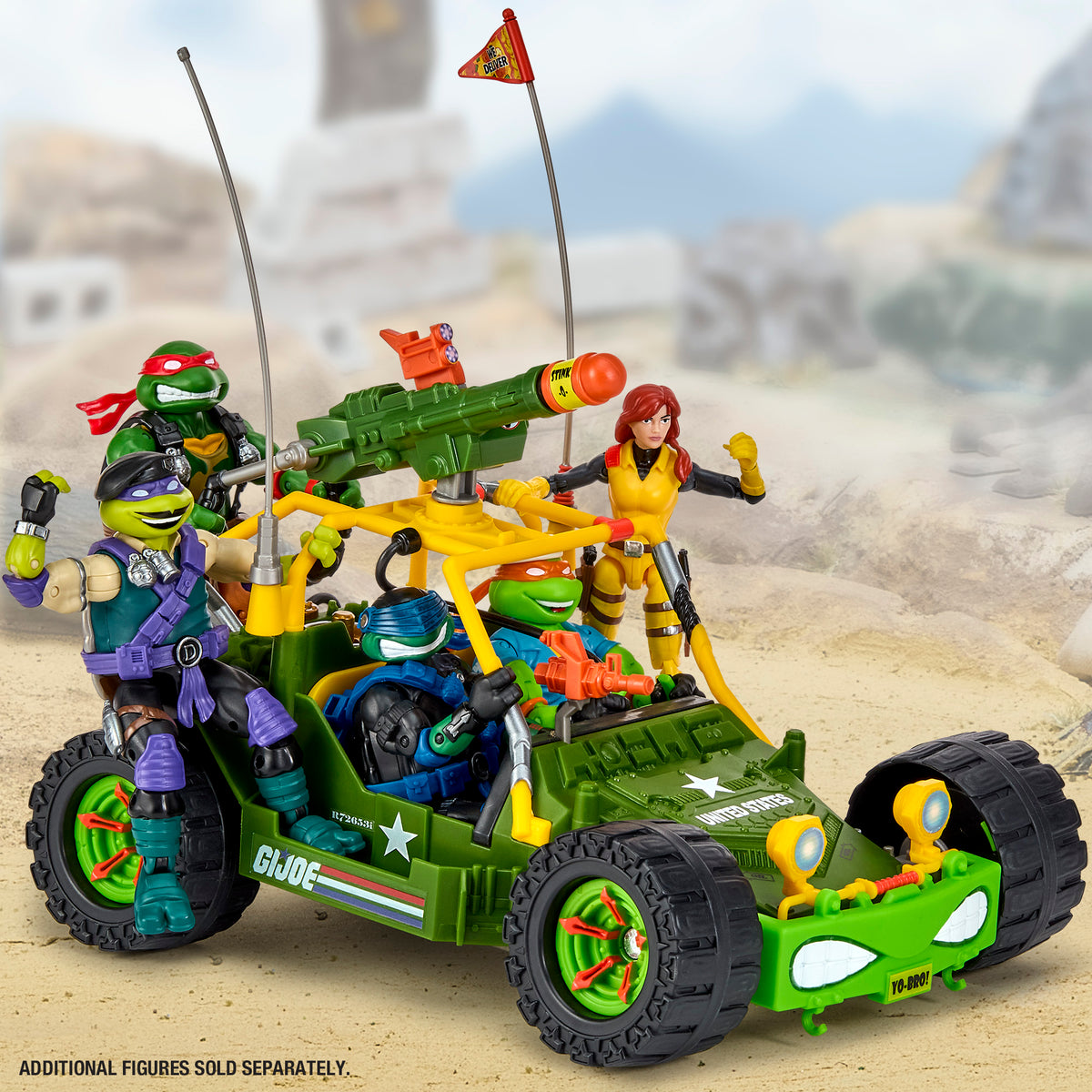 AWE Shell-Striker TMNT x G.I. Joe Vehicle — Side View with Full Turtle Team Figures (Sold Separately)