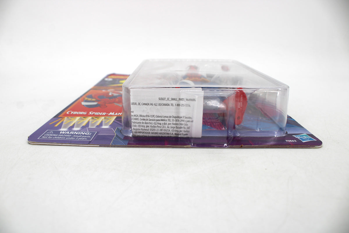 Cyborg Spider-Man Marvel Legends Retro Collection 6-Inch Action Figure — Side View Showing Package Detail and Warning Label