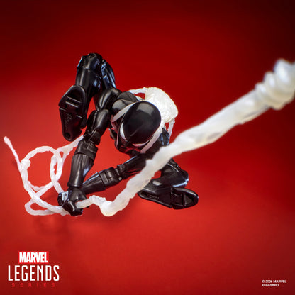 Symbiote Spider-Man Marvel Legends Maximum 6-Inch Figure — Overhead Web-Slinging Pose with Web Line