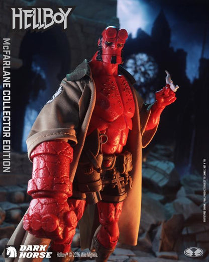 Hellboy McFarlane Collector Edition 7-Inch Figure — Back View Showing BPRD Jacket Patch