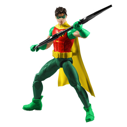 Robin DC Core 6-Inch Figure — Side View Wielding Bo Staff Overhead