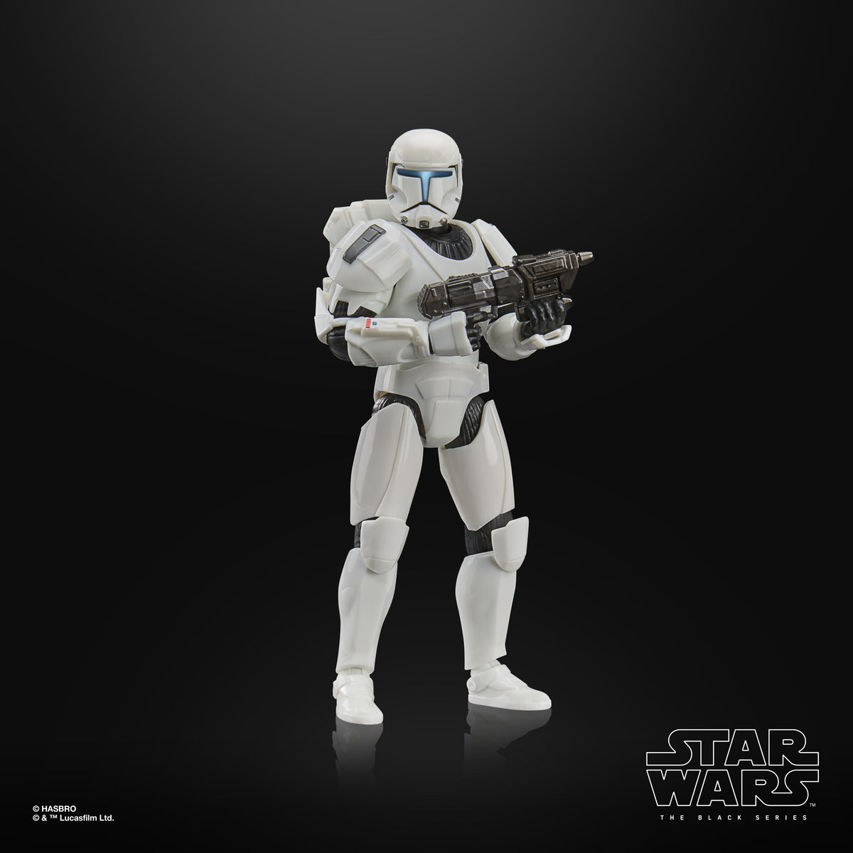 Clone Commando Black Series 6-Inch Figure — Front View Holding Blaster Two-Handed
