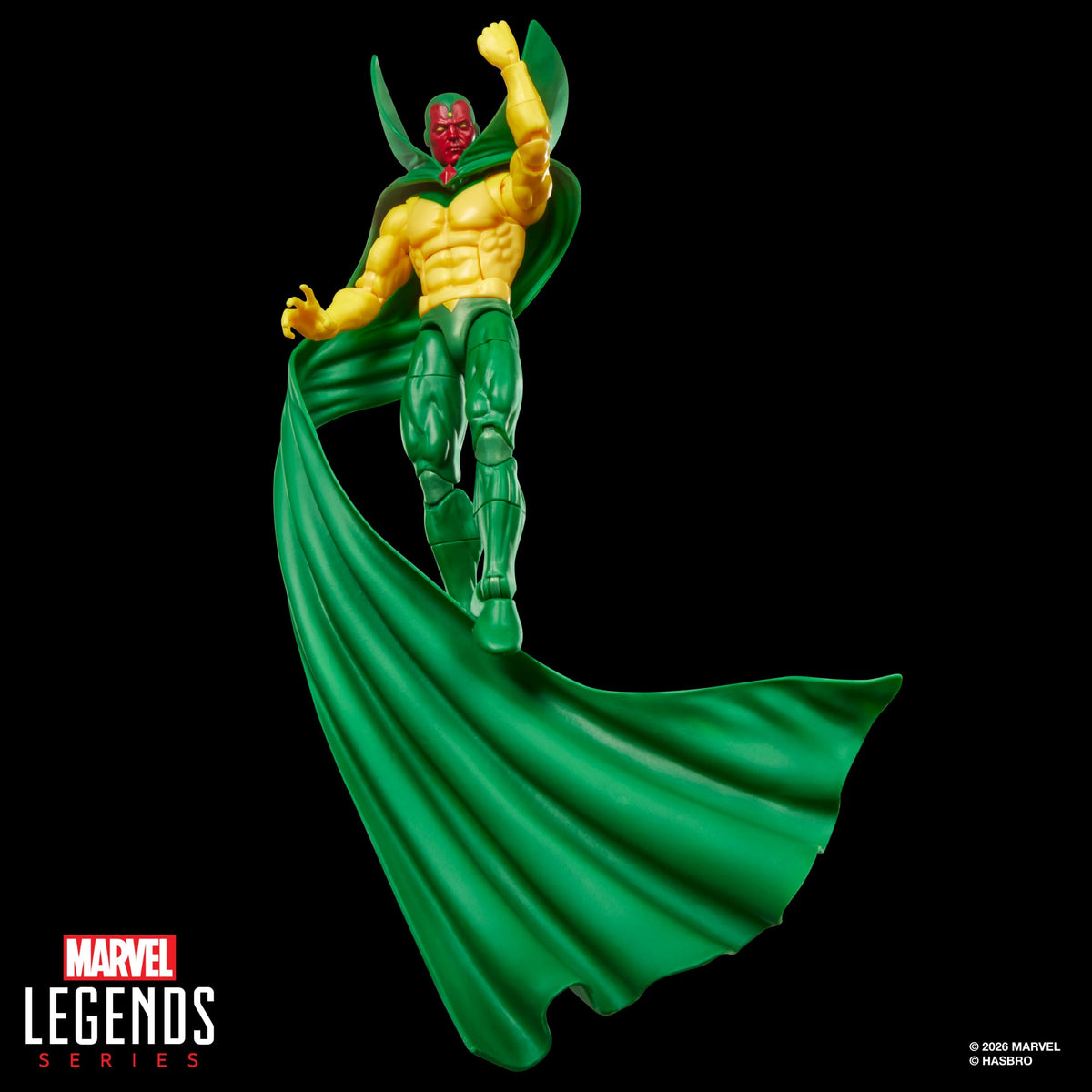 Vision Marvel Legends 6-Inch Figure — Flight Articulation Pose with Dramatic Cape