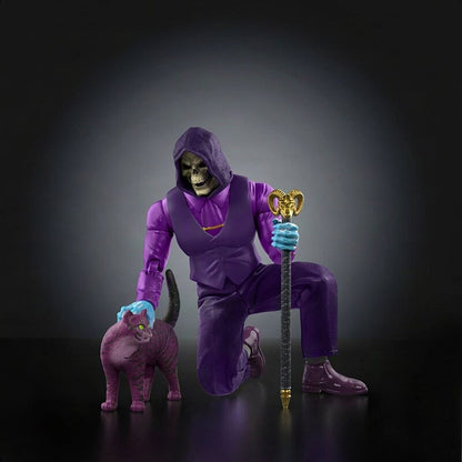 Dream Date Skeletor MOTU Chronicles 6.5-Inch Figure — Articulation Pose Kneeling with Cat