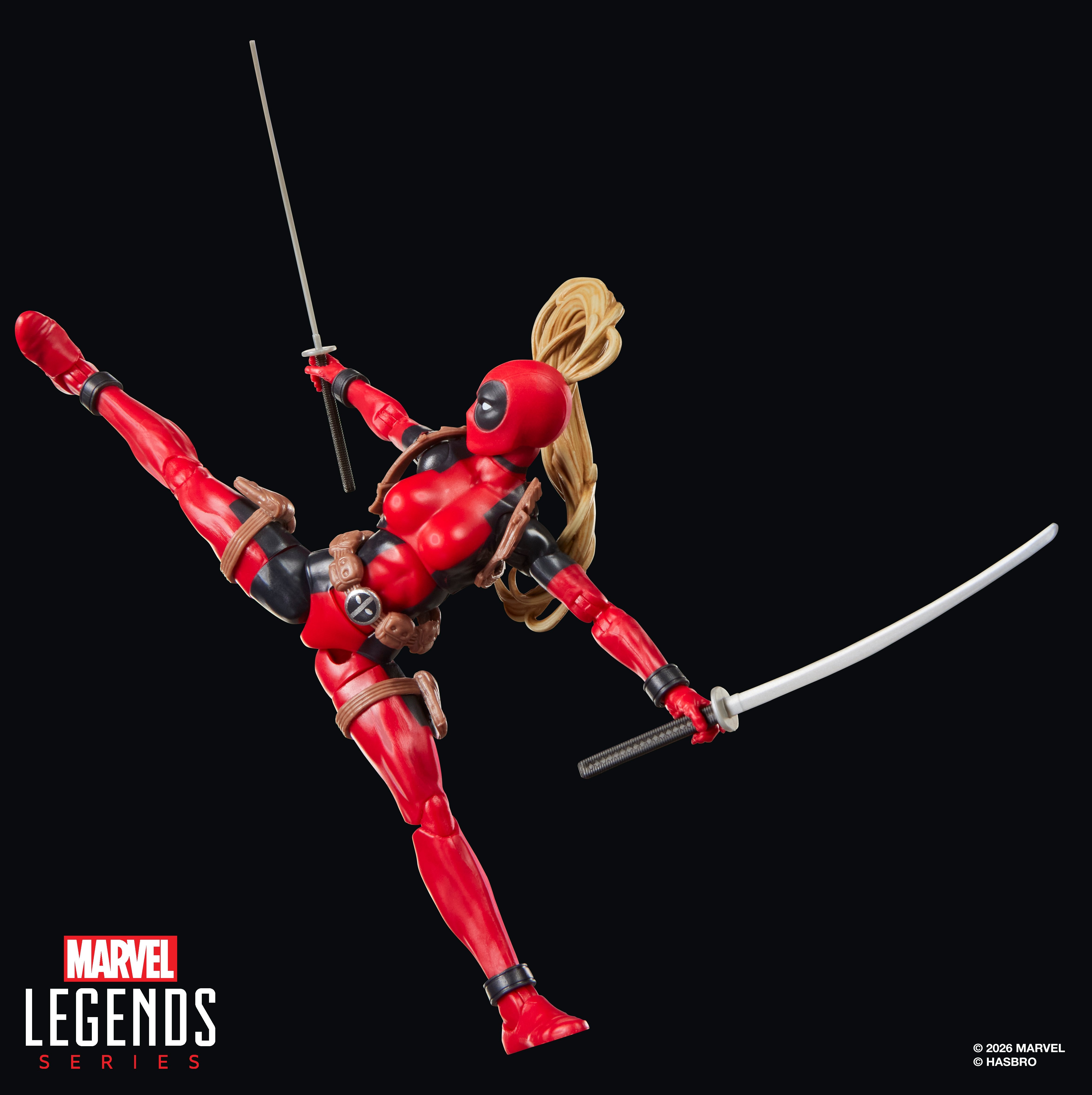 Lady Deadpool Marvel Legends 6-Inch Figure — Articulation Pose Dual Katana Aerial Kick