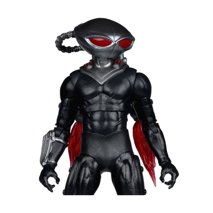 Black Manta DC Multiverse 7-Inch Figure — Figure Detail Close-Up Showing Helmet and Chest Armor