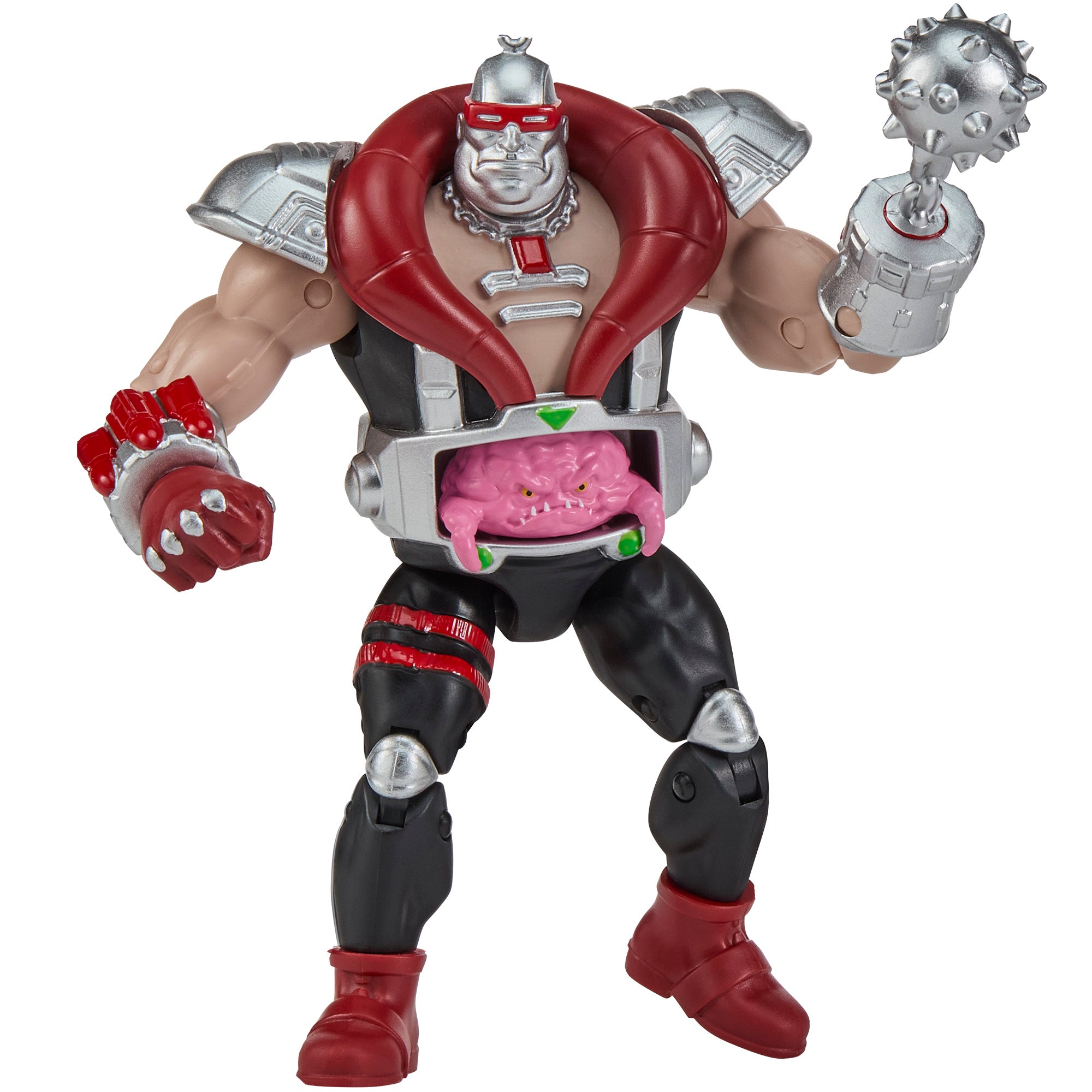 Krang as Destro TMNT x GI Joe 5-Inch Figure — Side View Holding Mutant Mace Aloft