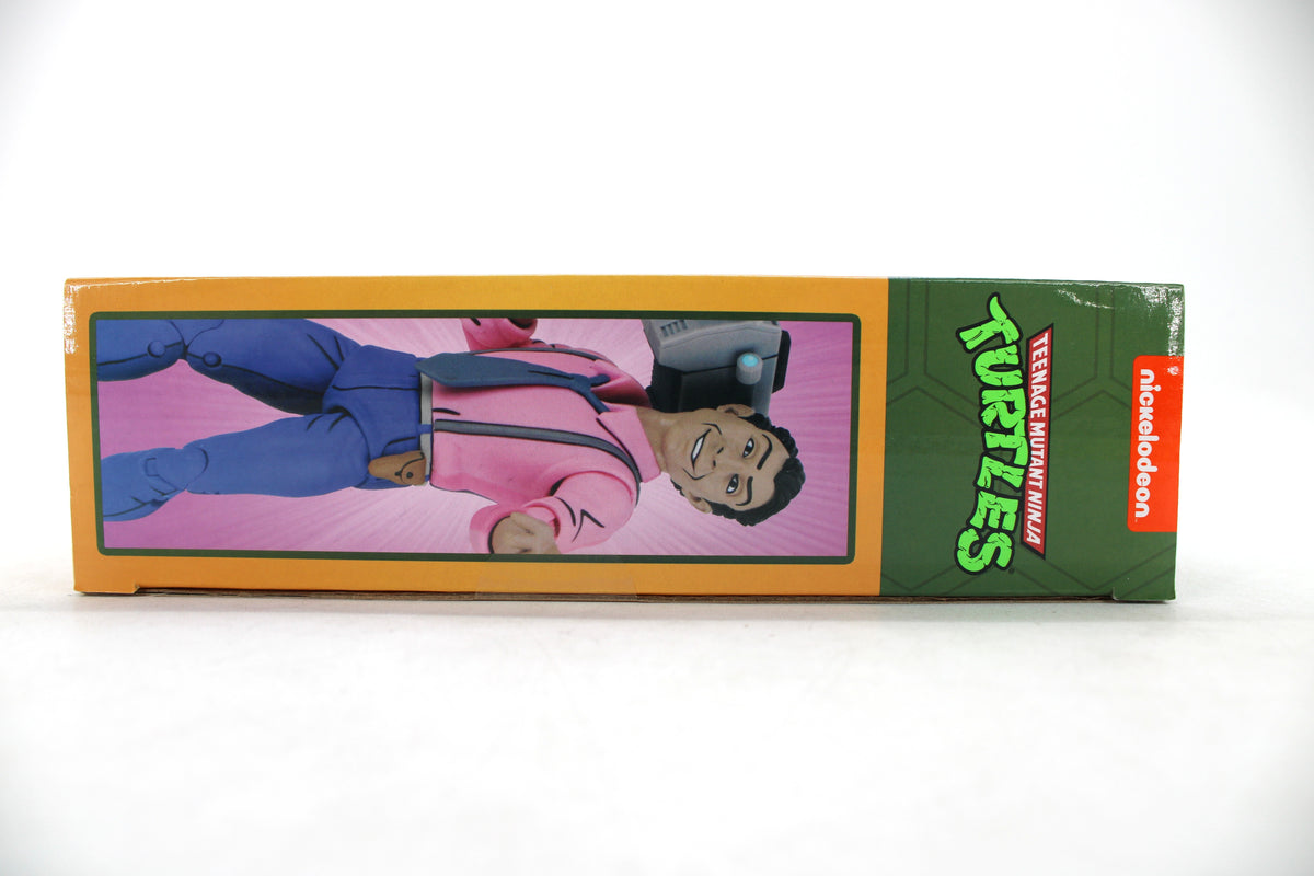 Rat King & Vernon Fenwick NECA TMNT Cartoon Series 7-Inch 2-Pack — Side View with Vernon Box Art Close-Up